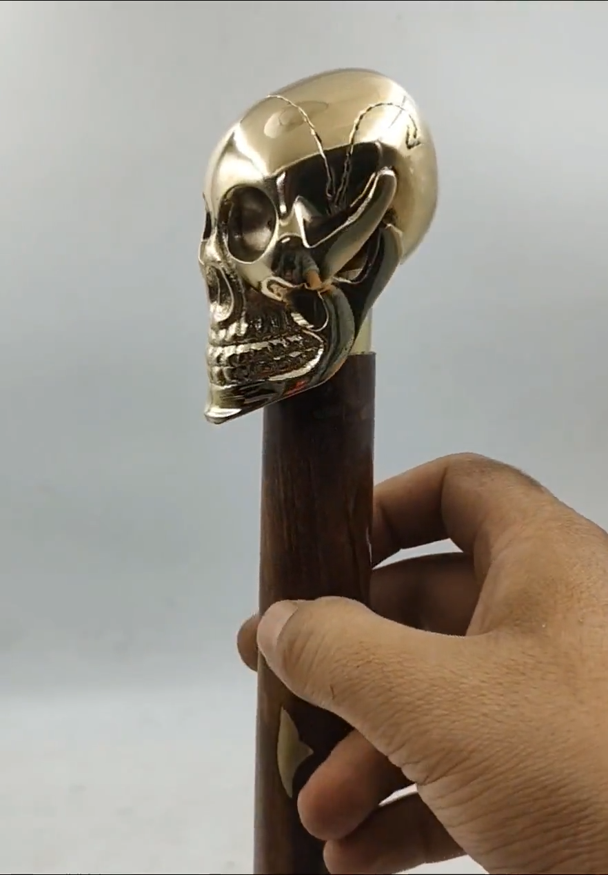 Walking Cane for Women and Men Beautiful Brass Skull Head Walking
