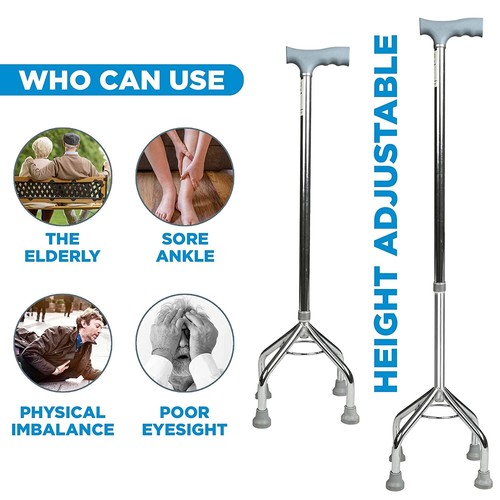 Steel Height Adjustable quadripod 4 Leg Walking Stick | Ideal for Senior Citizen - 第 2/5 張圖片