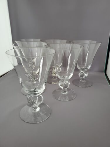 6 VINTAGE MCM SCHWEDISCHE SKRUF KRISTALLKLARE GULLI MUSTER WASSERKELCHE 5,5" - Bild 2 von 5