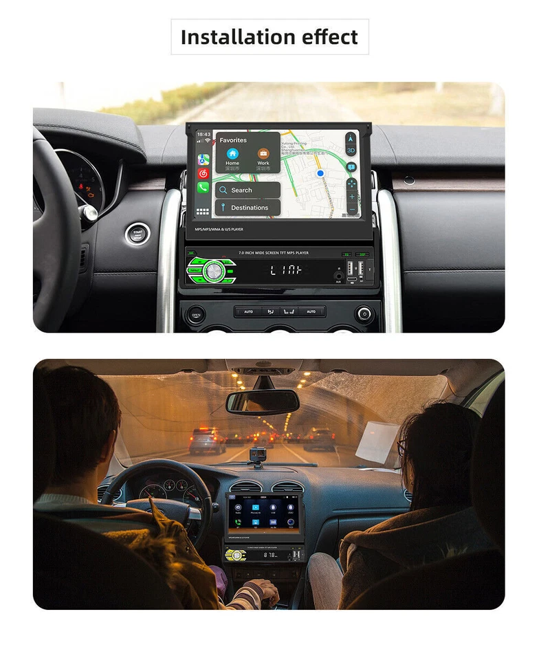 Radio Car Stereo Touch Screen 1Din MP5 Player BT For Apple Carplay Android Auto — 第 2/4 张图片