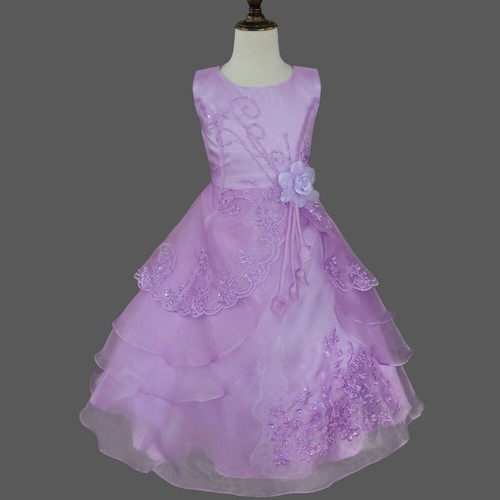 US Girl Flower Dress Princess Kids Pageant Wedding Bridesmaid Ballroom Prom Gown - Picture 66 of 89