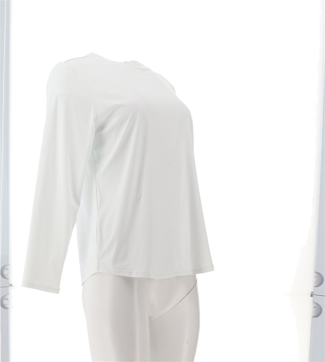 zuda UPF50 Curved Hem Long Slv Pullover Bright White L NWOT