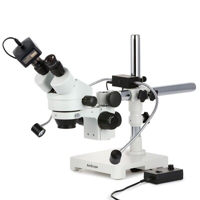 Amscope 7X-45X Binocular Stereo Zoom Microscope+1.3MP Camera+Dual Gooseneck LED