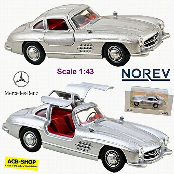 Mercedes-Benz 300 Sl W 198 Gullwing 1954-57 Silber Silver Metallic 1:43 Norev-image