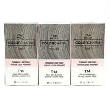  Pack of 3 Wella Color Charm Liquid Toner T14 - Pale Ash Blonde, 1.42 oz