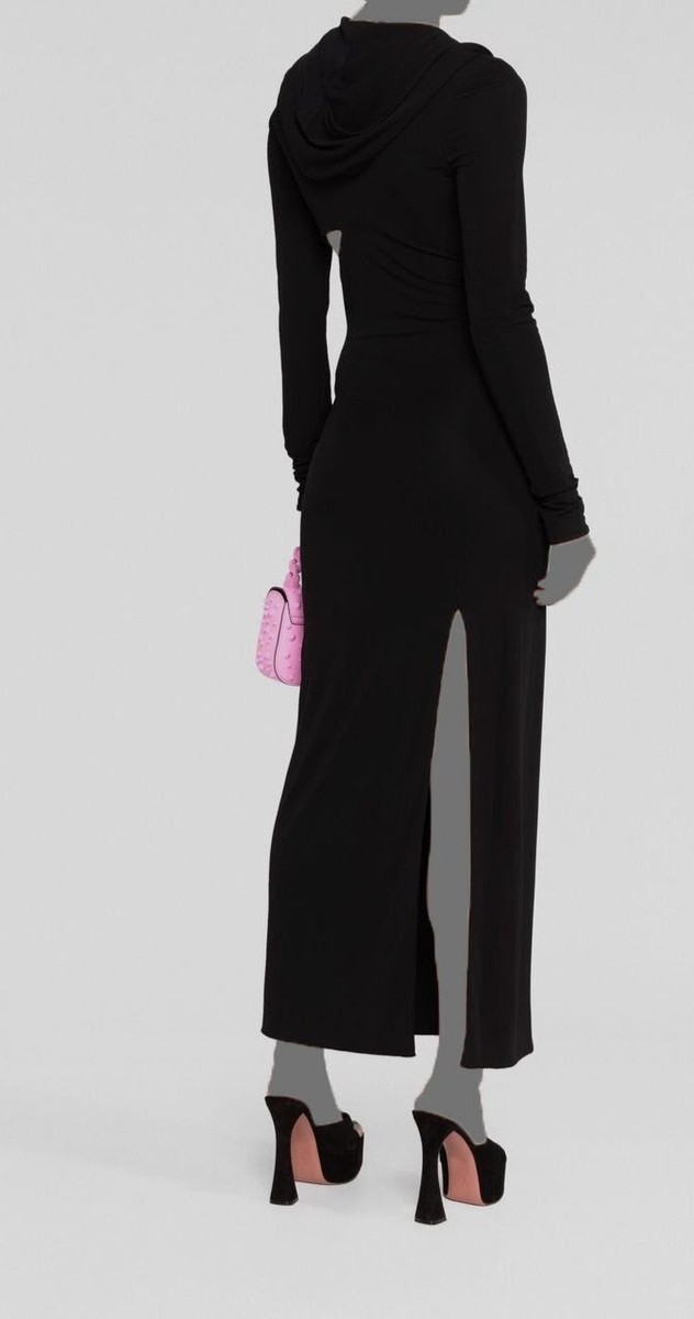 【関税込み】versace Long cut-out hooded dress Hooded cutout jersey maxi dress in black - Versace | Mytheresa