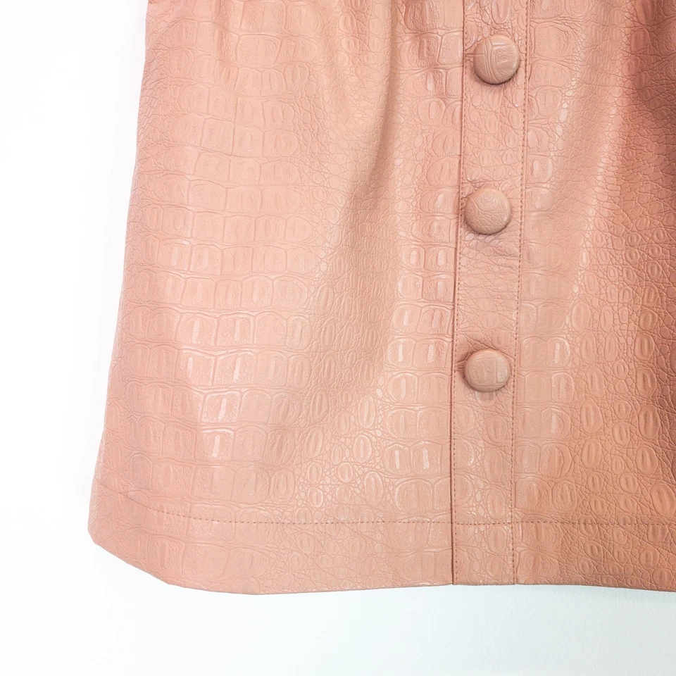 Minifalda Lola Skye Rosa Melocotón Imitación Cuero Serpiente Estampado Bolsa de Papel Cintura - Talla 8 Foto 4 de 4