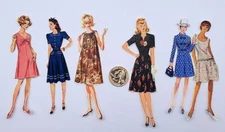 6-Retro-Fashion-Ladies-Fussy Cut-Journal-Linen Cardstock-Label-Stickers