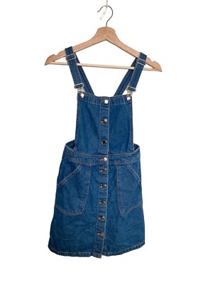 Divided H&M Denim Overall Dress Womens 2 Blue Jean Mini Button Front  Sleeveless | eBay