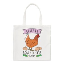 Beware Crazy Chicken Lady Regular Tote Bag Funny Animal Pet Shoulder