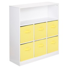 Wooden Wide 7 Cubed Cupboard Bookcase Storage Units Shelves 6 Drawers Baskets