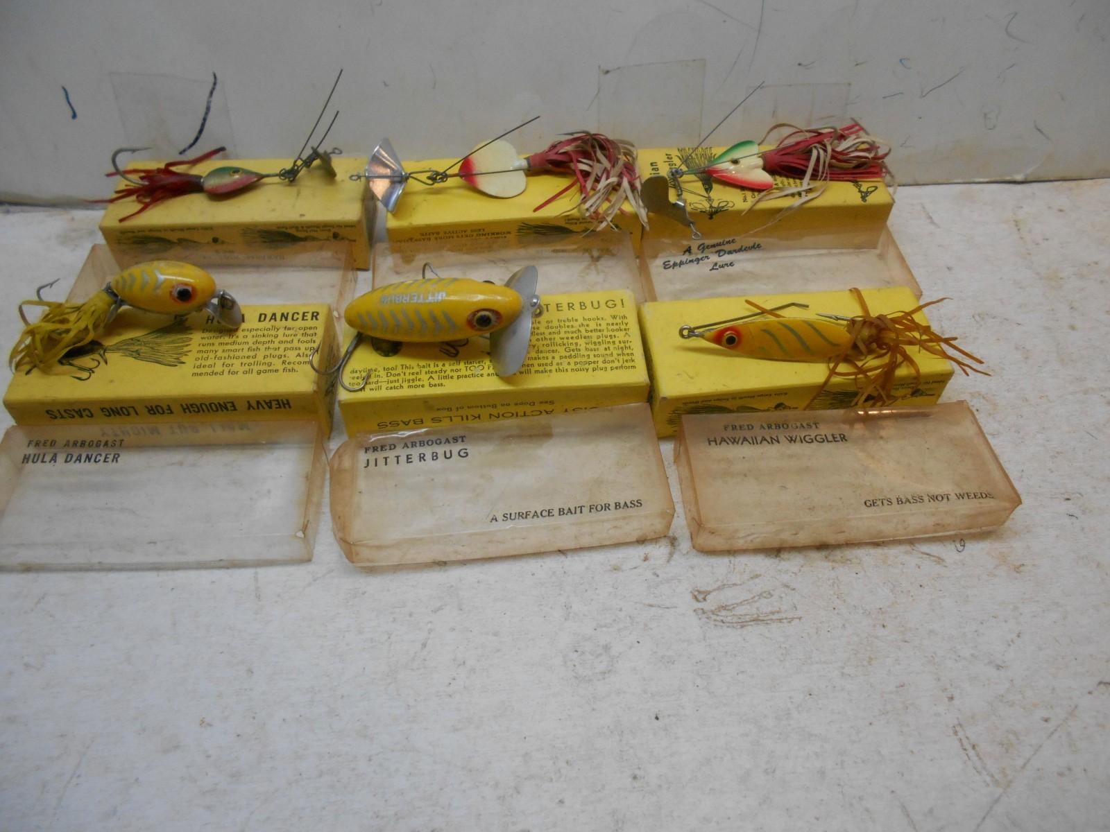 6 vintage Frot Arbrogast fishing lures with boxes fishing baits 6 vintage Frot Arbrogast fishing lures with boxes fishing baits