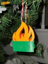 2020 dumpster fire ornament green and orange