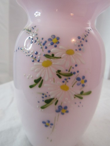 Pairpoint Bryden Opaque Handblown Vase Enameled Flowers Signed P. Kiluk Numbered - Picture 9 of 11