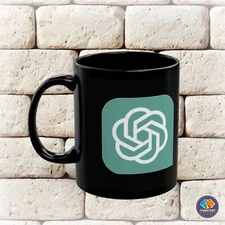 Chat GPT Logo AI Conversational Chatbot Language Model Premium Black Coffee Mug