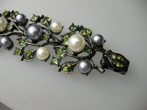 Kenneth Jay Lane KJL Multi Pearl Garland Emerald Necklace Bracelet Earrings Set - Picture 11 of 12
