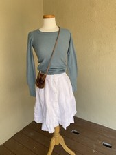 Vintage 1990s Ralph Lauren 100 Linen Button Front Pleated Skirt