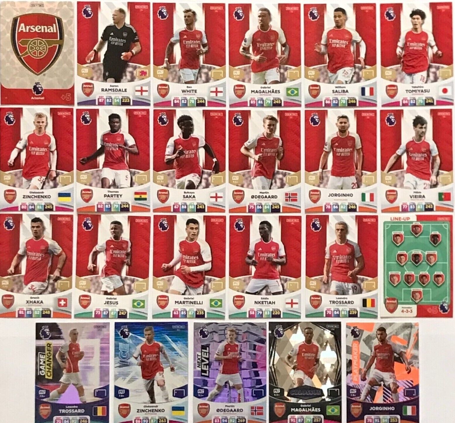 Panini Premier League Adrenalyn 2024 23 24 Arsenal Base Team Trading Cards