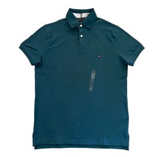 Tommy Hilfiger Men's Teal Regular Fit Solid Stretch Mesh Short Sleeve Polo Shirt