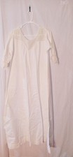 Antique Edwardian White Cotton Full Length Nightgown Crochet Lace M