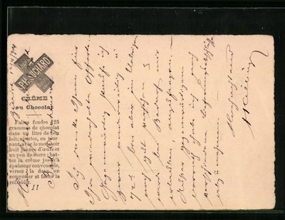 Vorläufer-AK Reklame für Creme au Chocolat der Firma Ph. Suchard aus Neuchatel, 