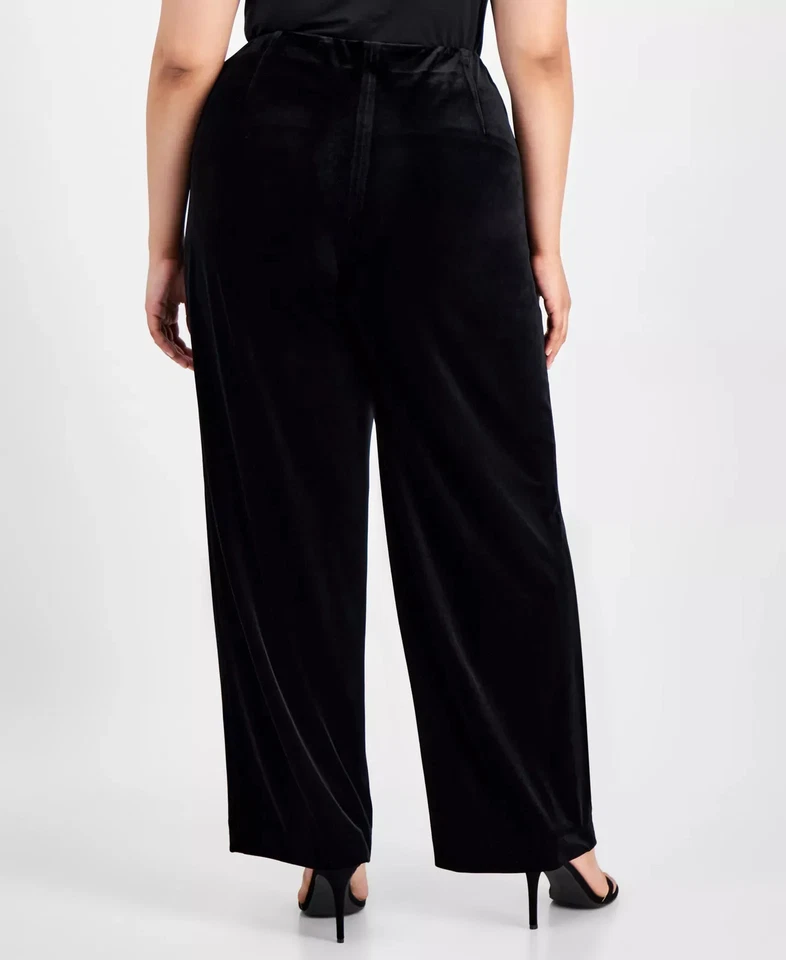Pantalones para mujer Kasper talla grande talla 1X terciopelo pierna ancha Foto 4 de 4
