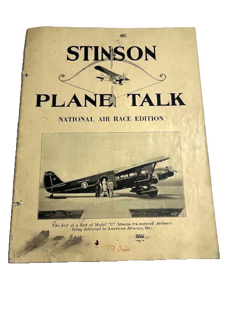 VINTAGE 1932 STINSON PLANE TALK NATIONAL AIR RACE EDITION MAGAZINE BOOKLET #1184