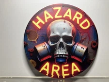VINTAGE STYLE REPRODUCTION ALUMINUM METAL SIGN- HAZARD- WARNING- HAZARD AREA