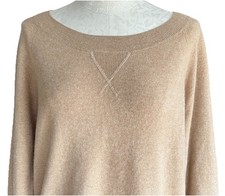J.Crew Women's 100 Cashmere Long Sleeve Oversize Beige Pullover Sweater M