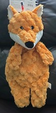 Petlou 16" Flat Body Fox Dog Toy w/ 2 Squeakers Crinkle, Orange, New