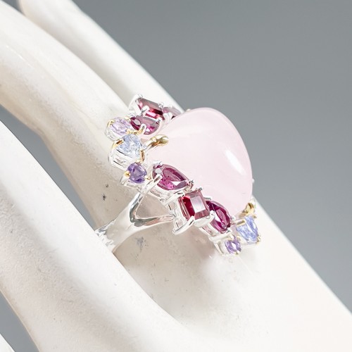 Handmade 25 ct+ Natural Morganite Ring 925 Sterling Silver Size 6.5 /R413863 - Picture 3 of 8
