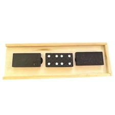 28 Piece Black Domino Set Dragon Design With Wood Box