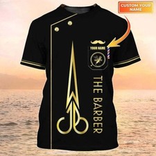 All over Print Barber Custom Barber Shirt Barber Shop Uniform Black T-SHIRT