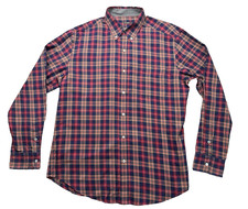 J.McLaughlin Mens 100 Cotton Red Plaid Button Down Shirt Business Casual  L