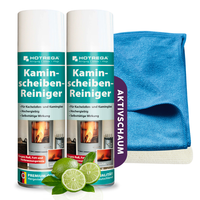 Hotrega Kaminscheiben Reiniger Ofenreiniger Ruß Harz 2X 300Ml 2X Microfasertuch