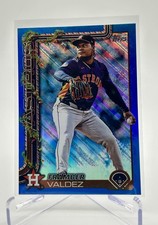 2025 Topps Holiday Baseball FRAMBER VALDEZ Blue Metallic Glitter #H24 Astros