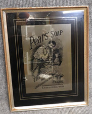 Vintage Pears Soap Advertising Mirror Man Cave Bar Shop Framed -Victorian Design