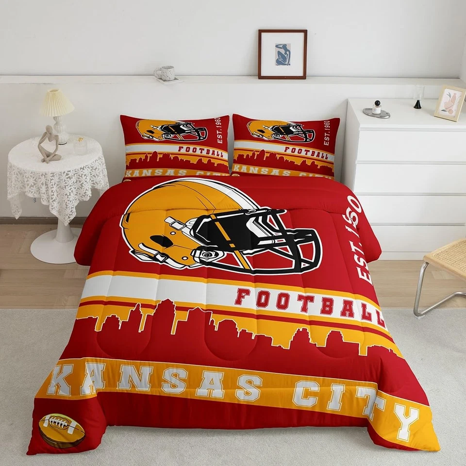 Juego de edredón de fútbol americano Queen Football Fans ropa de cama para niños fútbol americano... Foto 2 de 4