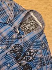 Roar Enough Excuses Pearl Snap Shirt Men's Large Long Sleeve Embroidered Cowboy