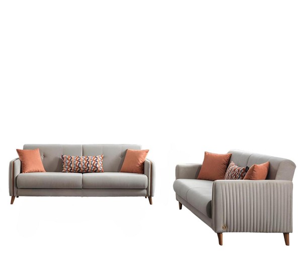 Textil 2X Sofa 3 Sitzer Dreisitzer Relax Luxus MöBel Sitz Design Couch Lounge-image