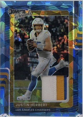 2025 Justin Herbert #/49 Threads -Tri-Color-2-Seam Patch #DTBH-JHT Donruss Optic