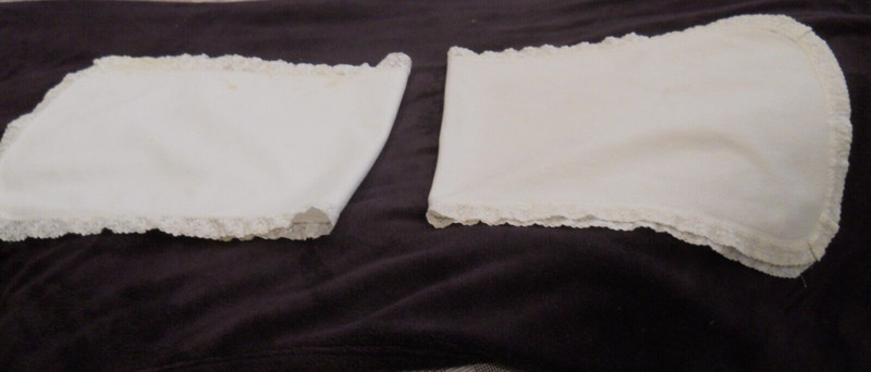 Pair White Polyester Dresser Scarf ~ size 34 " x 15 "