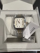 MICHELE SWISS 29MM URBANMINI DIAMOND 2 TONE DRESS WATCH, MWW06x000046, NIB