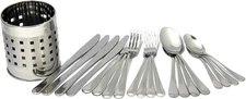 Heavy Duty Flatware Set with Holder, 20 Piece Set, Stainless Steel