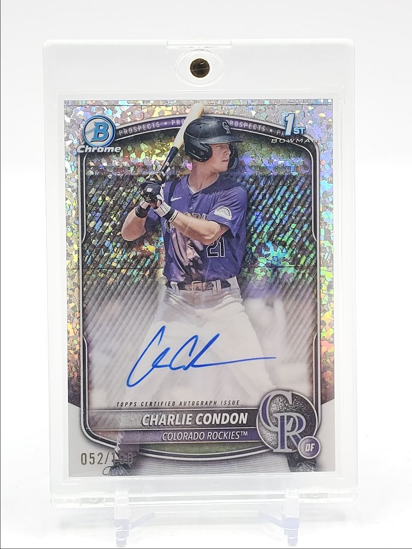 CHARLIE CONDON 2025 BOWMAN CHROME 1ST AUTOGRAPH MINI DIAMOND AUTO /100 Q1739