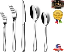 60 Piece Silverware Flatware Set for 12, Stainless Steel Home Kitchen Hot