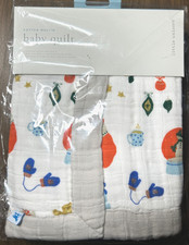 Little Unicorn Cotton Muslin Baby Quilt 30"x40", Christmas Time