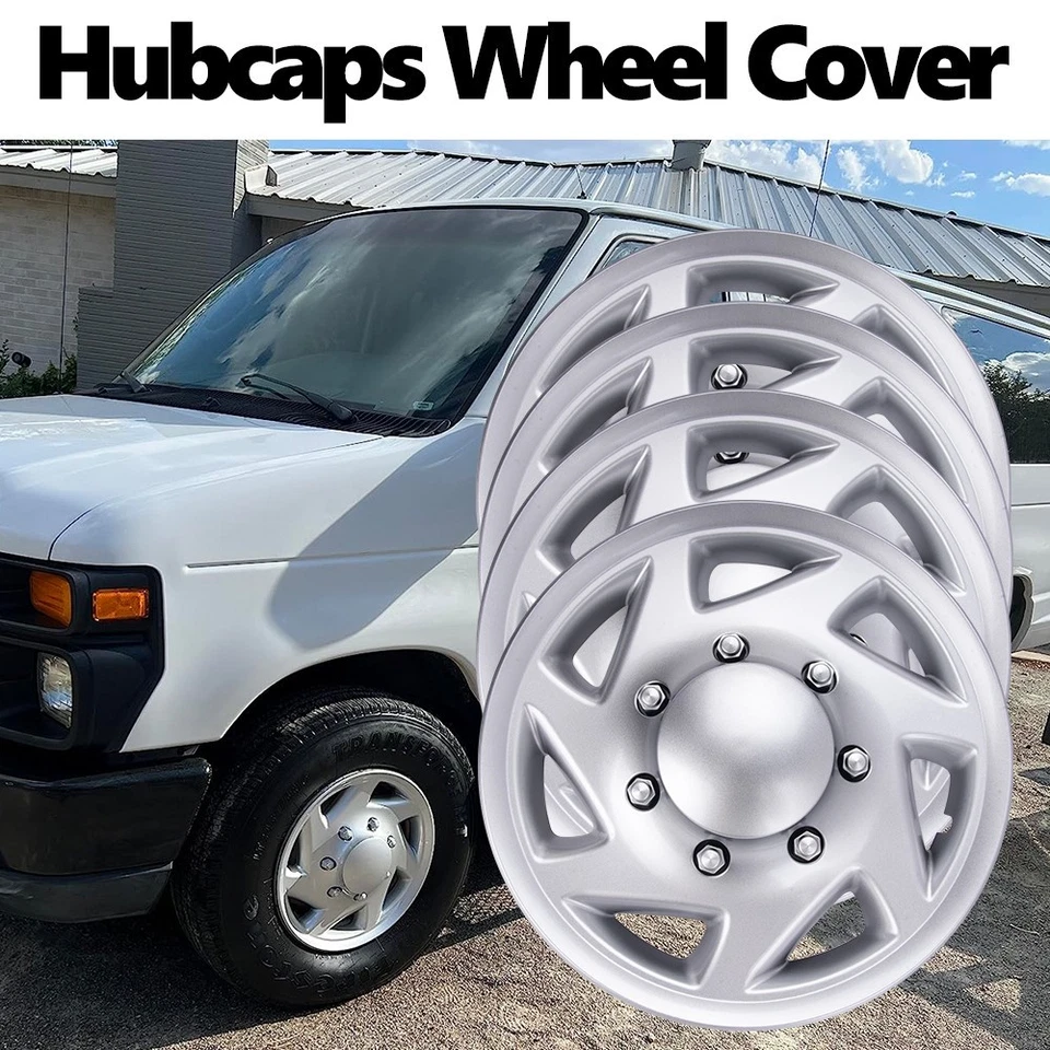 16" Silver Wheel Covers Caps for 1992-2014 Ford E150 E250 E350 Van Wheel Hubcaps Foto 3 de 4