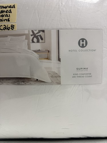 Hotel Collection Supima Cotton 680 TC King Comforter White Preowned W/defect - Picture 2 of 13
