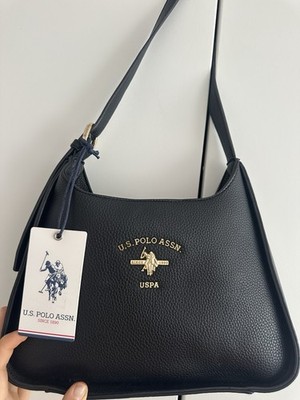 U.S. Polo Assn. Stanford Small Hobo Schultertasche Schwarz Kunstleder Logo